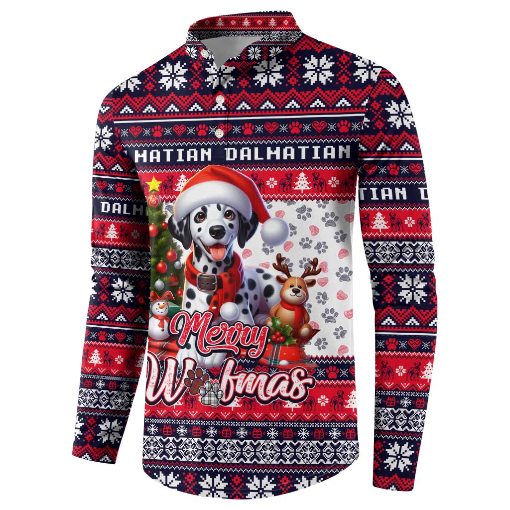 Dalmatian Merry Woofmas Button Sweatshirt Christmas Dog Art Style - Wonder Print Shop