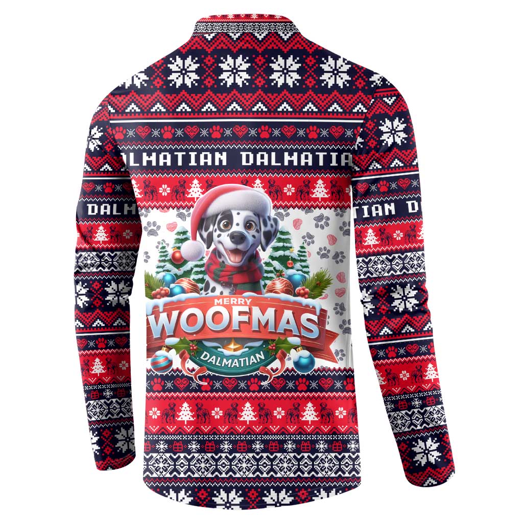 Dalmatian Merry Woofmas Button Sweatshirt Christmas Dog Art Style - Wonder Print Shop