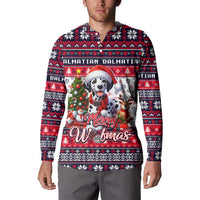Dalmatian Merry Woofmas Button Sweatshirt Christmas Dog Art Style - Wonder Print Shop