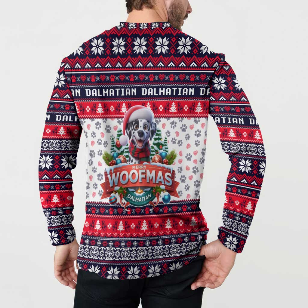 Dalmatian Merry Woofmas Button Sweatshirt Christmas Dog Art Style - Wonder Print Shop