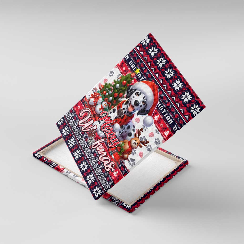 Dalmatian Merry Woofmas Canvas Wall Art Christmas Dog Art Style - Wonder Print Shop