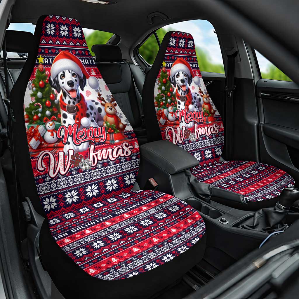 Dalmatian Merry Woofmas Car Seat Cover Christmas Dog Art Style - Wonder Print Shop