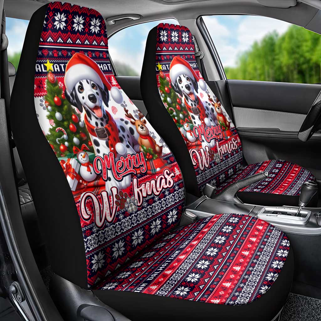 Dalmatian Merry Woofmas Car Seat Cover Christmas Dog Art Style - Wonder Print Shop