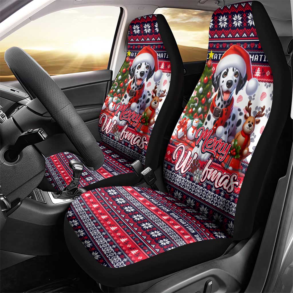 Dalmatian Merry Woofmas Car Seat Cover Christmas Dog Art Style - Wonder Print Shop