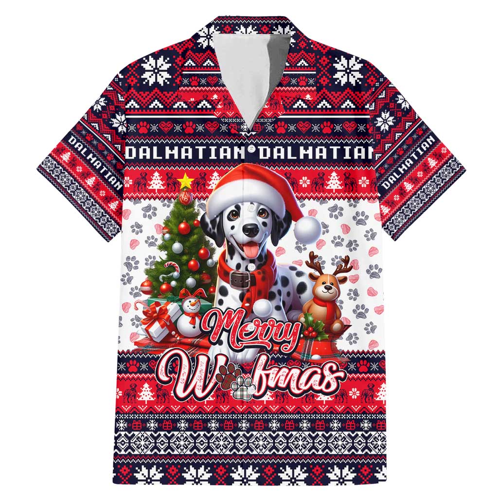 Dalmatian Merry Woofmas Family Matching Mermaid Dress and Hawaiian Shirt Christmas Dog Art Style - Wonder Print Shop