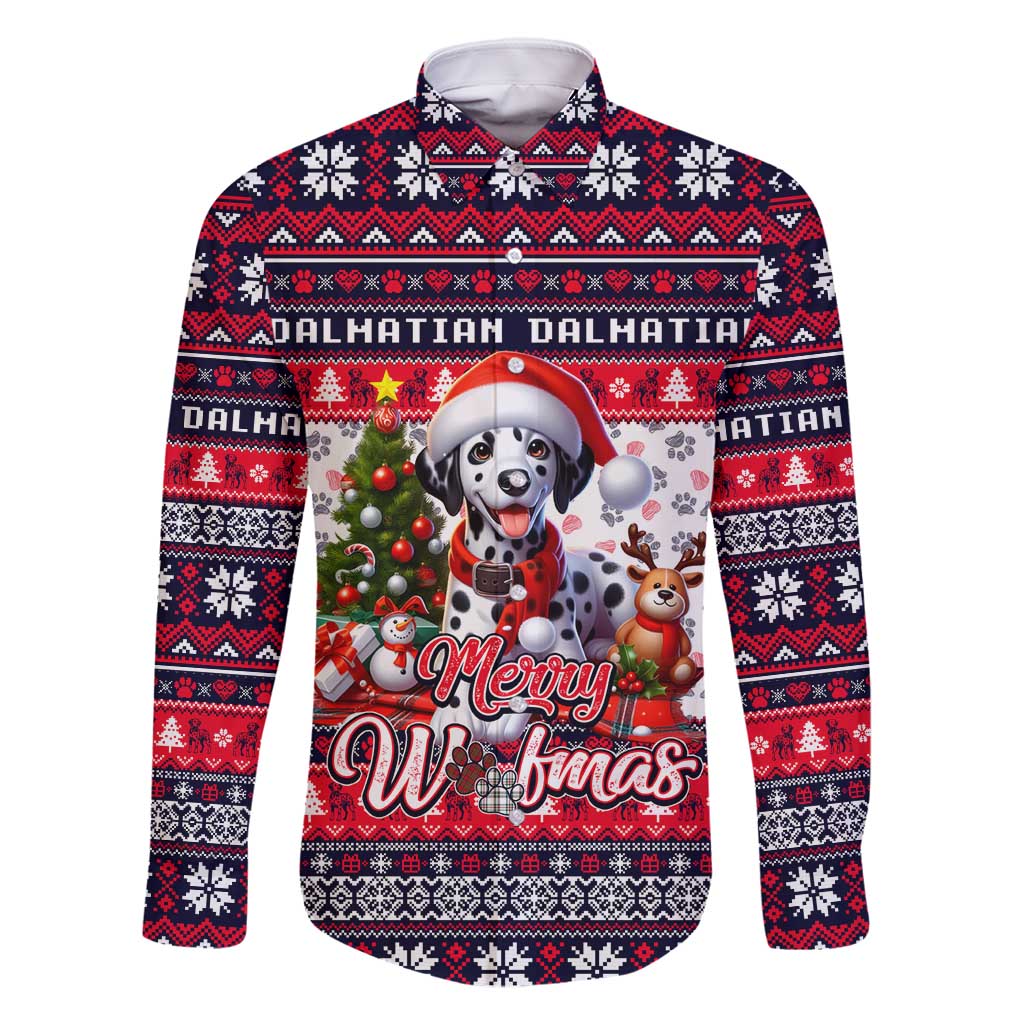 Dalmatian Merry Woofmas Family Matching Mermaid Dress and Hawaiian Shirt Christmas Dog Art Style - Wonder Print Shop