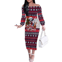 Dalmatian Merry Woofmas Family Matching Off The Shoulder Long Sleeve Dress and Hawaiian Shirt Christmas Dog Art Style - Wonder Print Shop