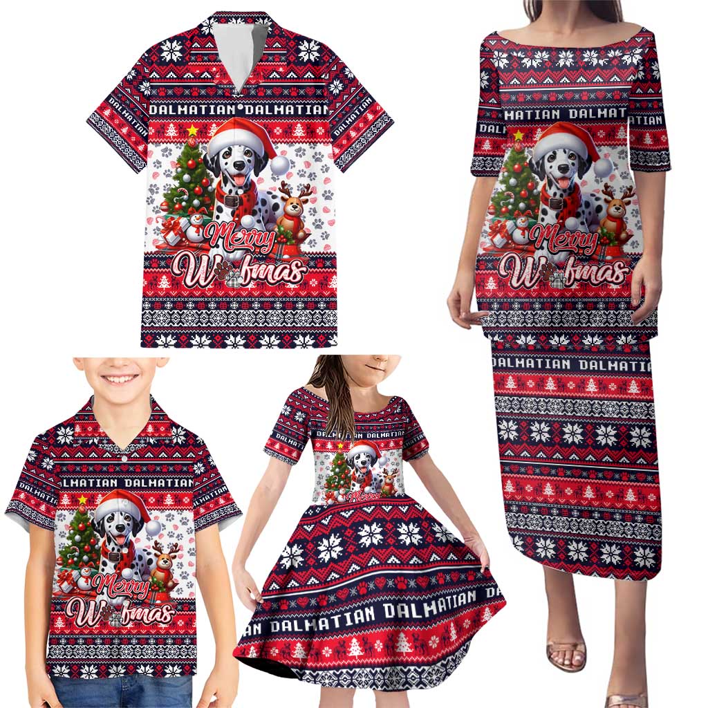 Dalmatian Merry Woofmas Family Matching Puletasi and Hawaiian Shirt Christmas Dog Art Style - Wonder Print Shop