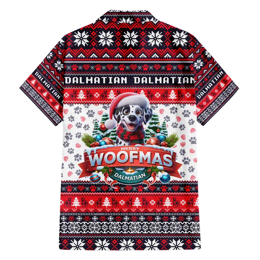 Dalmatian Merry Woofmas Family Matching Short Sleeve Bodycon Dress and Hawaiian Shirt Christmas Dog Art Style - Wonder Print Shop