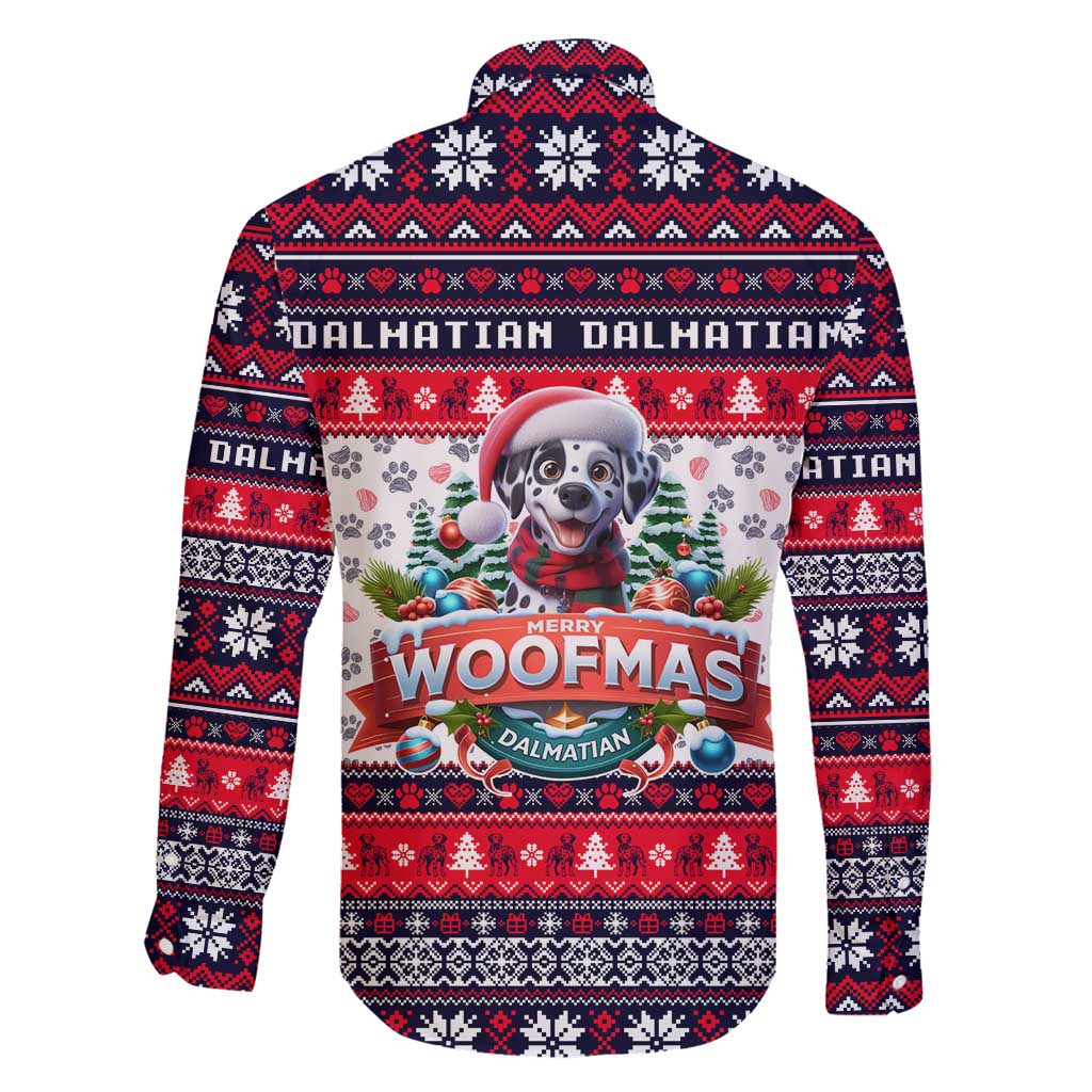 Dalmatian Merry Woofmas Family Matching Short Sleeve Bodycon Dress and Hawaiian Shirt Christmas Dog Art Style - Wonder Print Shop
