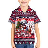 Dalmatian Merry Woofmas Family Matching Short Sleeve Bodycon Dress and Hawaiian Shirt Christmas Dog Art Style - Wonder Print Shop