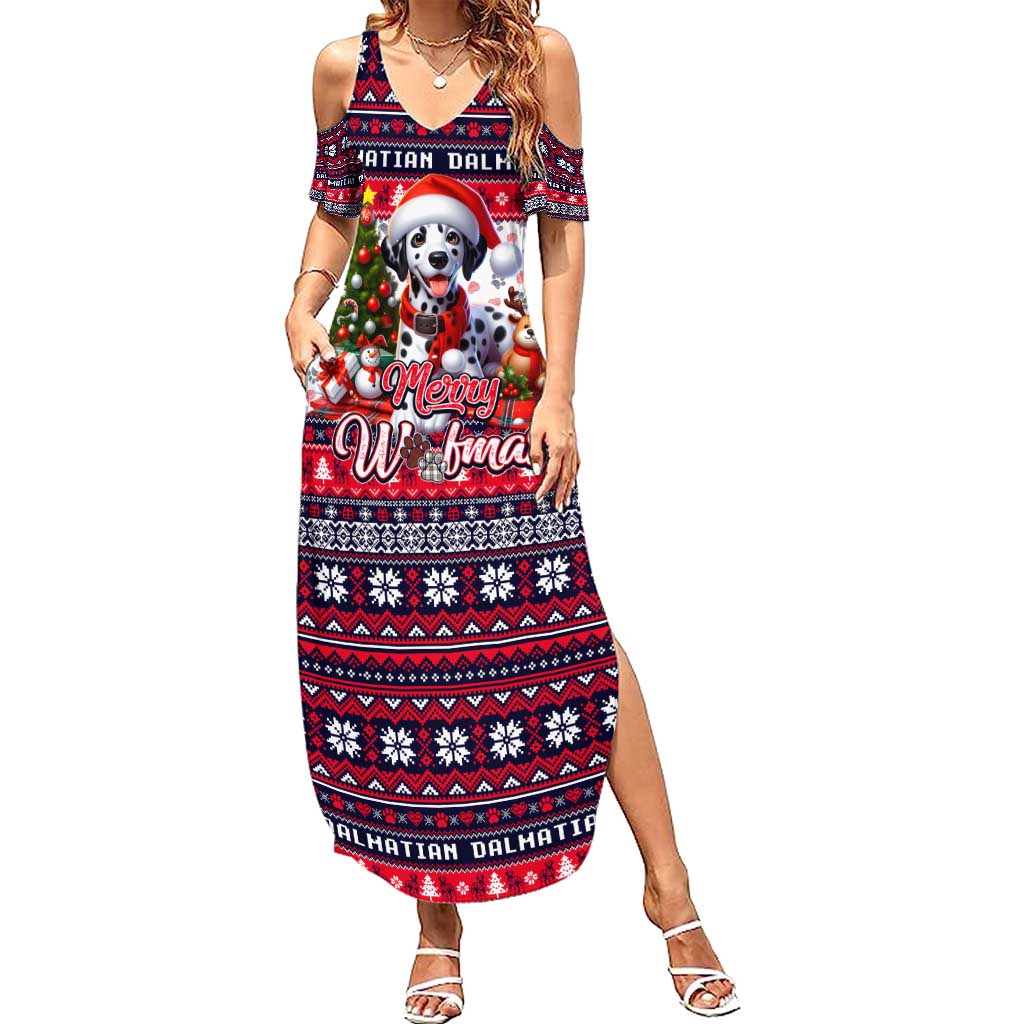 Dalmatian Merry Woofmas Family Matching Summer Maxi Dress and Hawaiian Shirt Christmas Dog Art Style - Wonder Print Shop