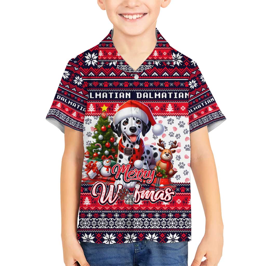 Dalmatian Merry Woofmas Family Matching Summer Maxi Dress and Hawaiian Shirt Christmas Dog Art Style - Wonder Print Shop