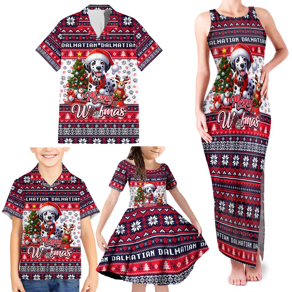 Dalmatian Merry Woofmas Family Matching Tank Maxi Dress and Hawaiian Shirt Christmas Dog Art Style - Wonder Print Shop