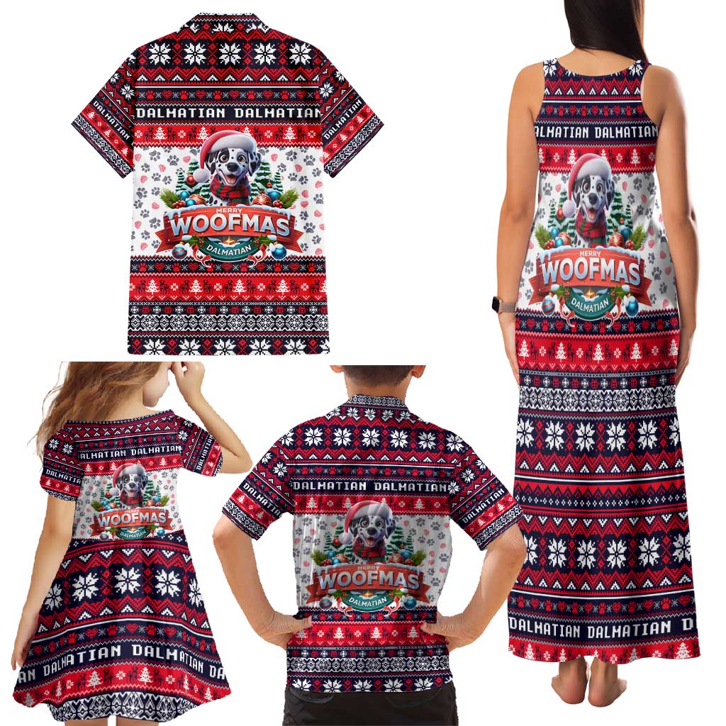 Dalmatian Merry Woofmas Family Matching Tank Maxi Dress and Hawaiian Shirt Christmas Dog Art Style - Wonder Print Shop