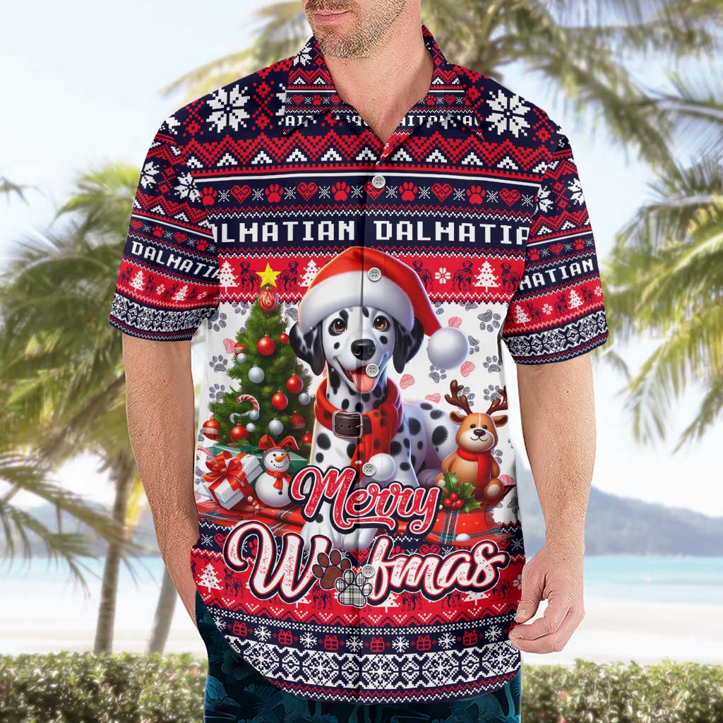Dalmatian Merry Woofmas Hawaiian Shirt Christmas Dog Art Style - Wonder Print Shop