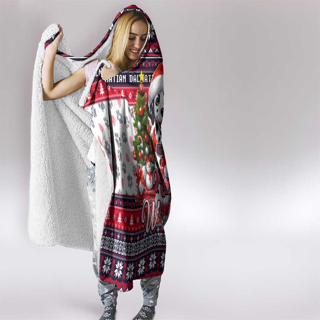 Dalmatian Merry Woofmas Hooded Blanket Christmas Dog Art Style