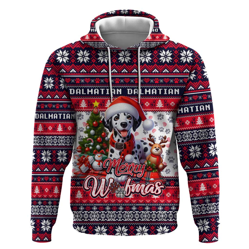 Dalmatian Merry Woofmas Hoodie Christmas Dog Art Style - Wonder Print Shop