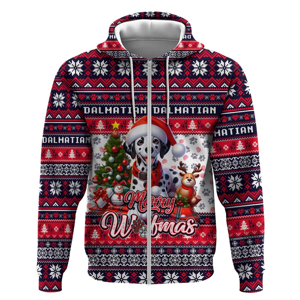 Dalmatian Merry Woofmas Hoodie Christmas Dog Art Style - Wonder Print Shop