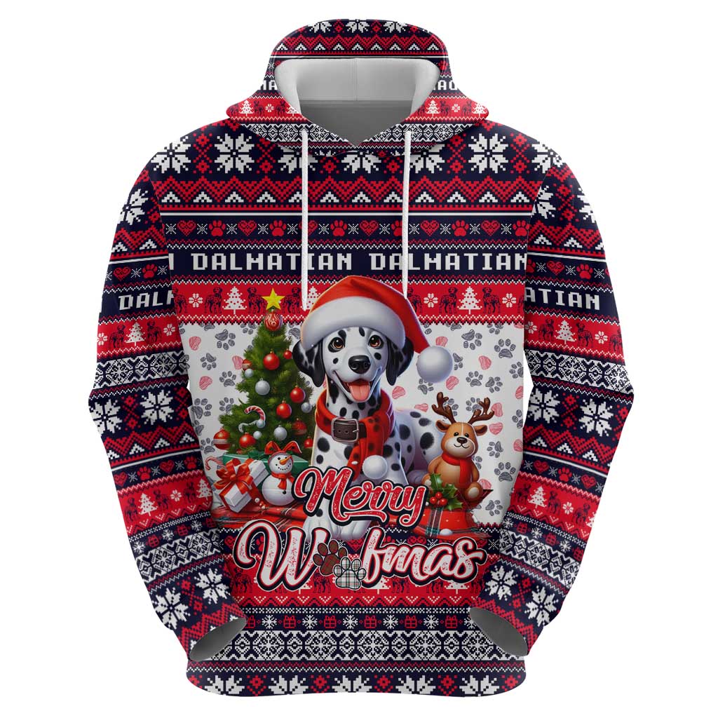 Dalmatian Merry Woofmas Hoodie Christmas Dog Art Style - Wonder Print Shop