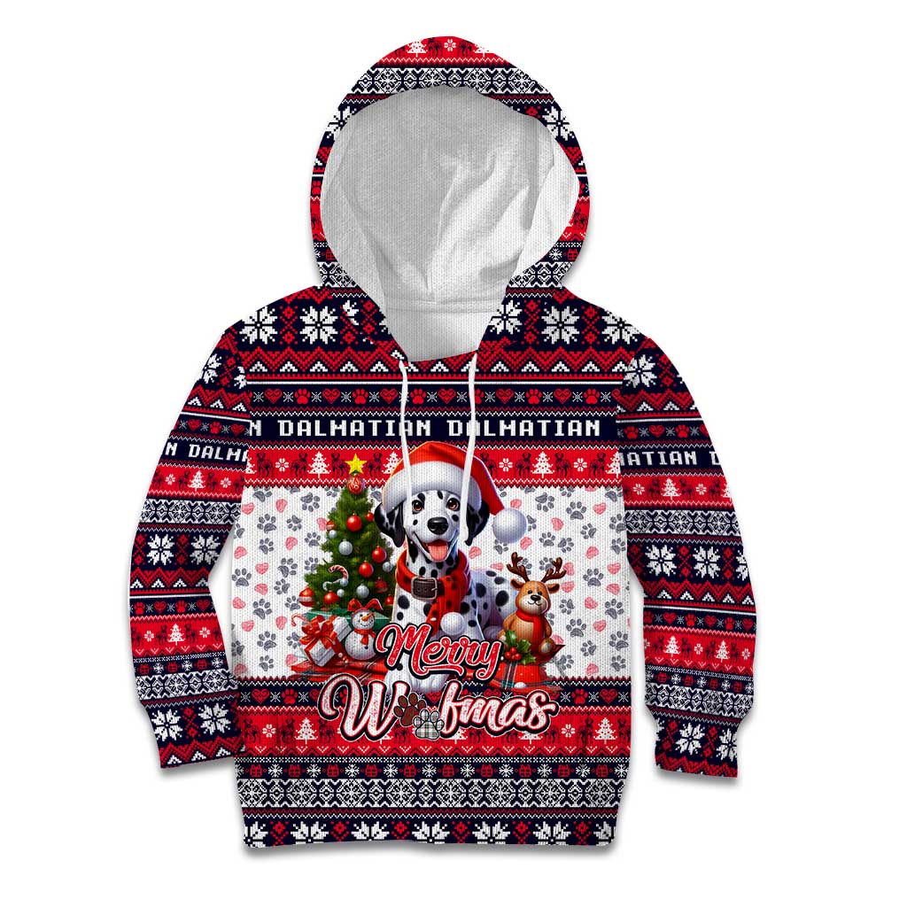 Dalmatian Merry Woofmas Kid Hoodie Christmas Dog Art Style - Wonder Print Shop