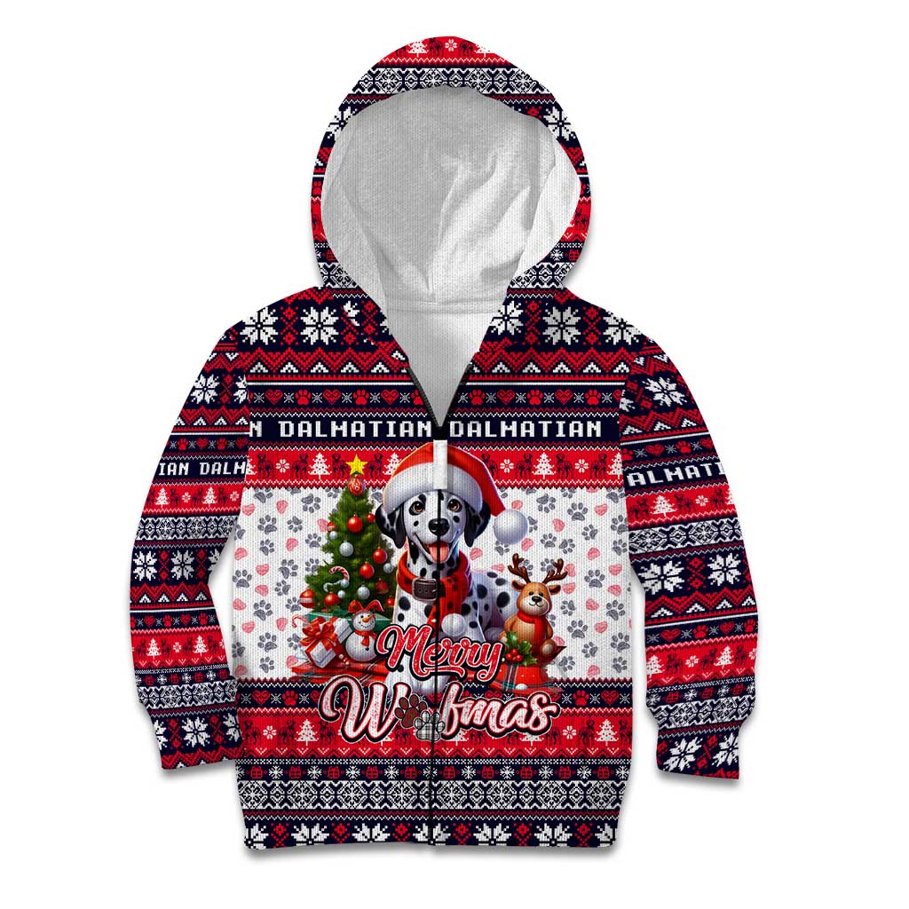 Dalmatian Merry Woofmas Kid Hoodie Christmas Dog Art Style - Wonder Print Shop