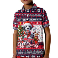 Dalmatian Merry Woofmas Kid Polo Shirt Christmas Dog Art Style - Wonder Print Shop
