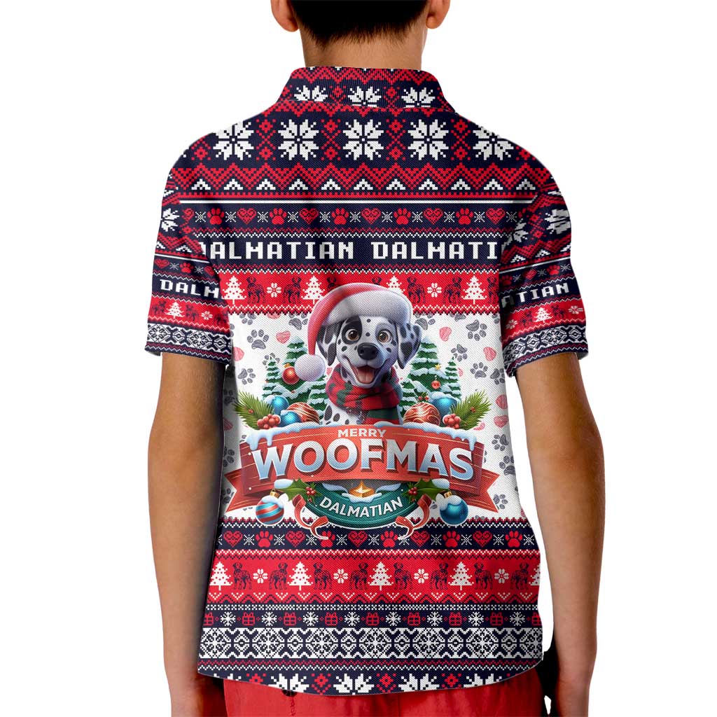 Dalmatian Merry Woofmas Kid Polo Shirt Christmas Dog Art Style - Wonder Print Shop