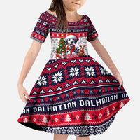 Dalmatian Merry Woofmas Kid Short Sleeve Dress Christmas Dog Art Style - Wonder Print Shop