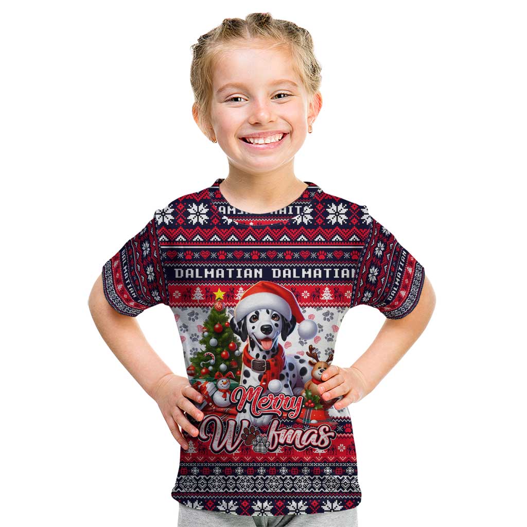 Dalmatian Merry Woofmas Kid T Shirt Christmas Dog Art Style - Wonder Print Shop