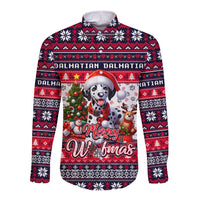 Dalmatian Merry Woofmas Long Sleeve Button Shirt Christmas Dog Art Style - Wonder Print Shop
