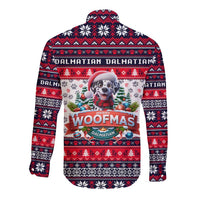 Dalmatian Merry Woofmas Long Sleeve Button Shirt Christmas Dog Art Style - Wonder Print Shop