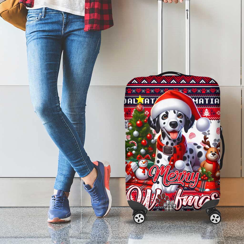 Dalmatian Merry Woofmas Luggage Cover Christmas Dog Art Style - Wonder Print Shop