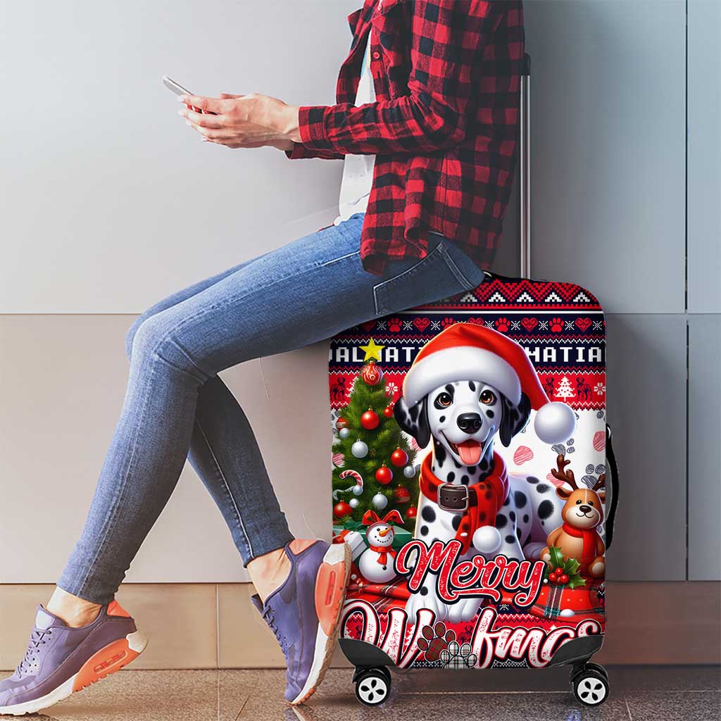 Dalmatian Merry Woofmas Luggage Cover Christmas Dog Art Style - Wonder Print Shop
