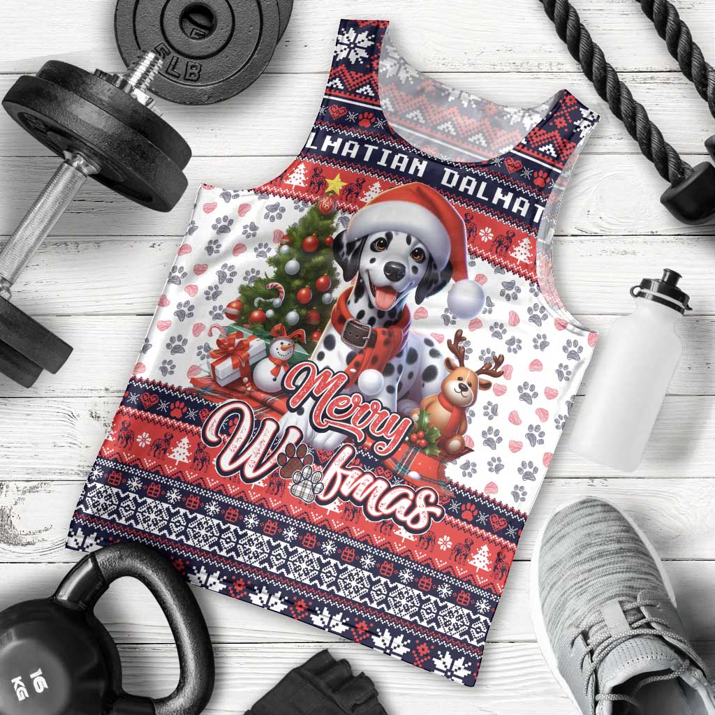 Dalmatian Merry Woofmas Men Tank Top Christmas Dog Art Style - Wonder Print Shop