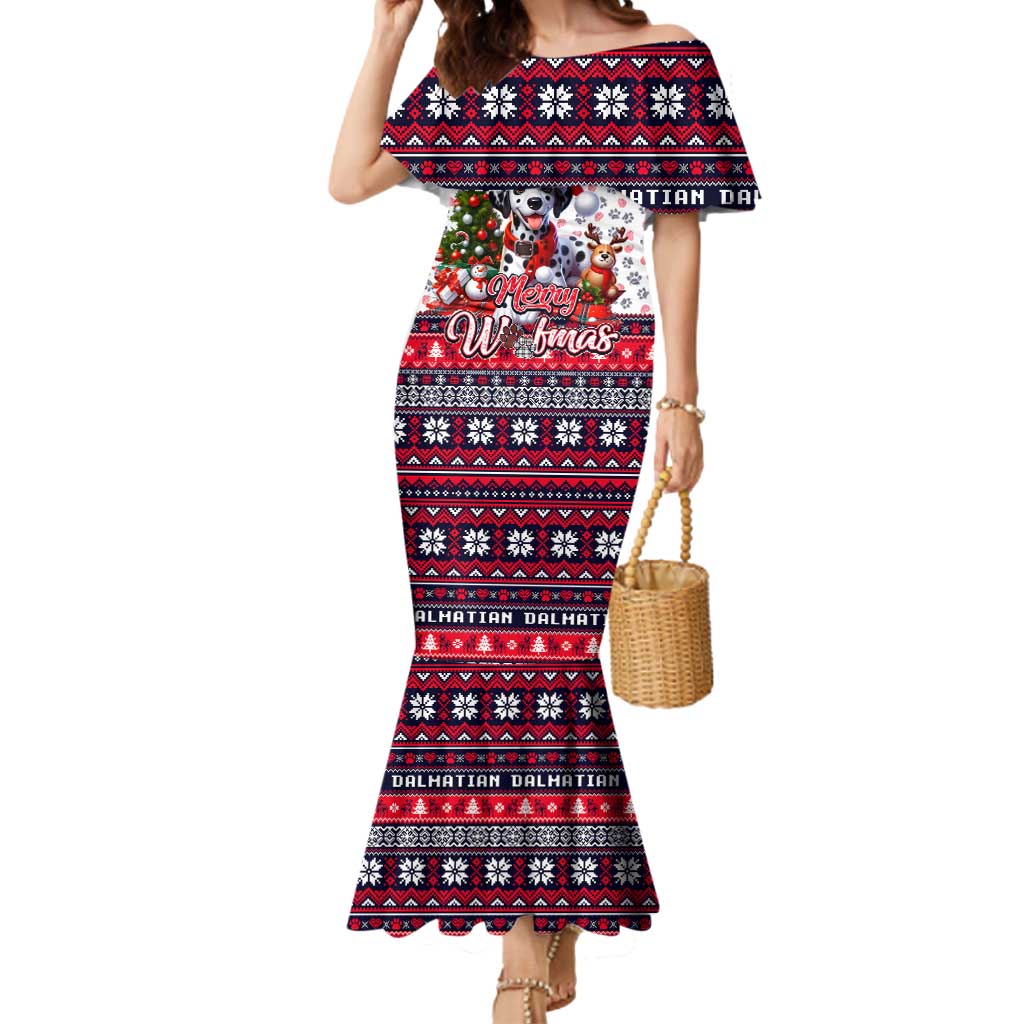 Dalmatian Merry Woofmas Mermaid Dress Christmas Dog Art Style - Wonder Print Shop