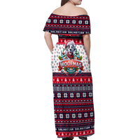 Dalmatian Merry Woofmas Off Shoulder Maxi Dress Christmas Dog Art Style - Wonder Print Shop