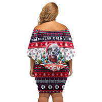 Dalmatian Merry Woofmas Off Shoulder Short Dress Christmas Dog Art Style - Wonder Print Shop