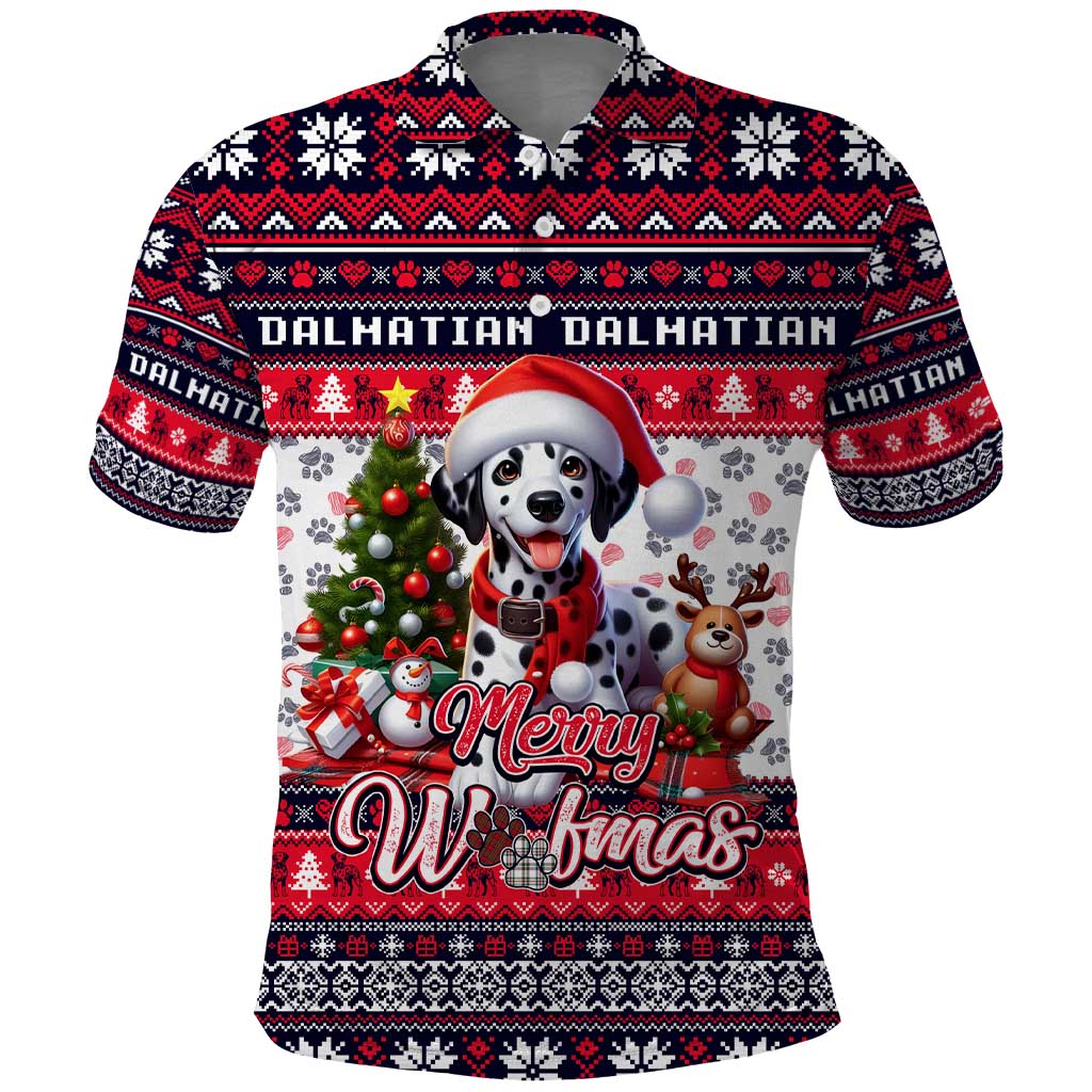 Dalmatian Merry Woofmas Polo Shirt Christmas Dog Art Style - Wonder Print Shop