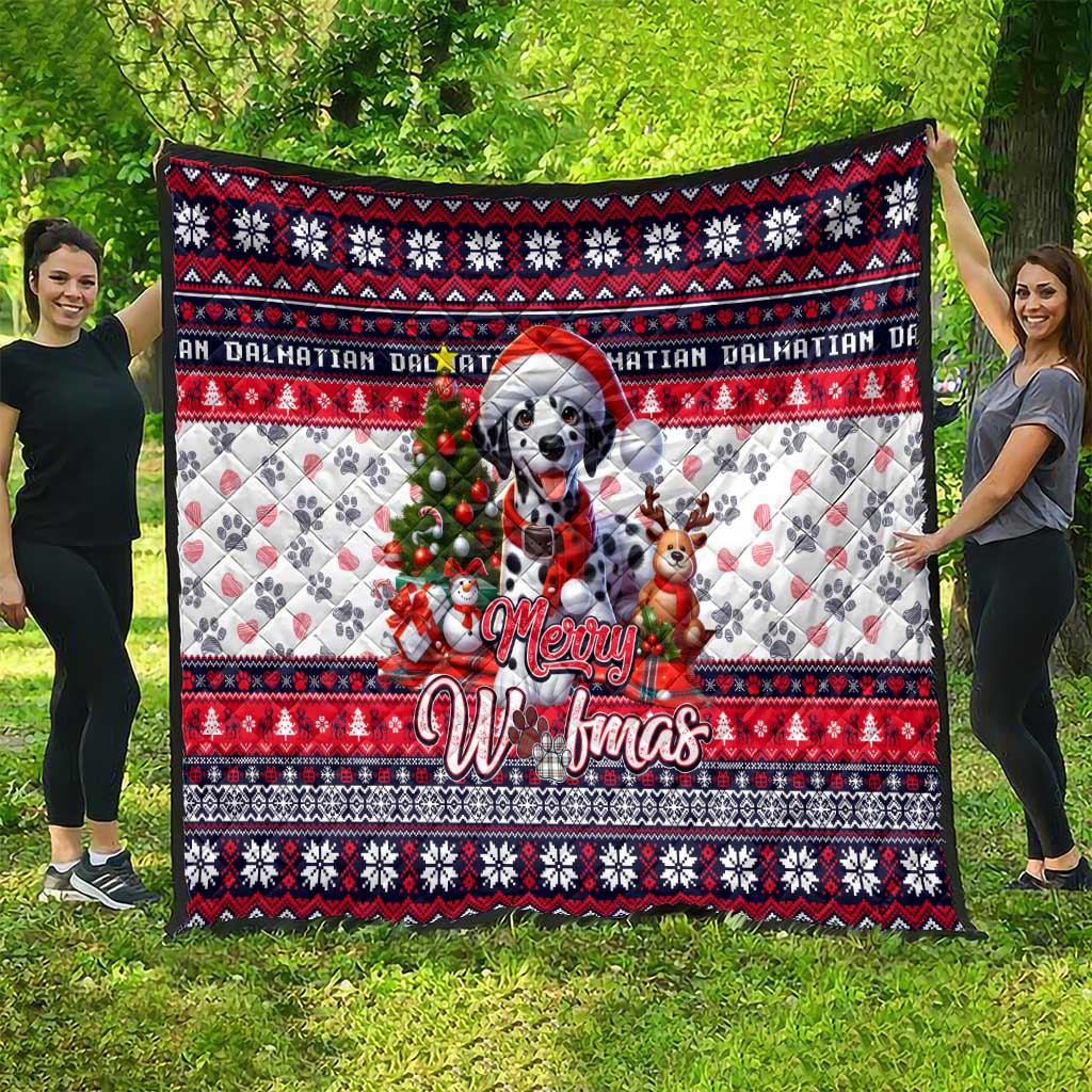 Dalmatian Merry Woofmas Quilt Christmas Dog Art Style - Wonder Print Shop