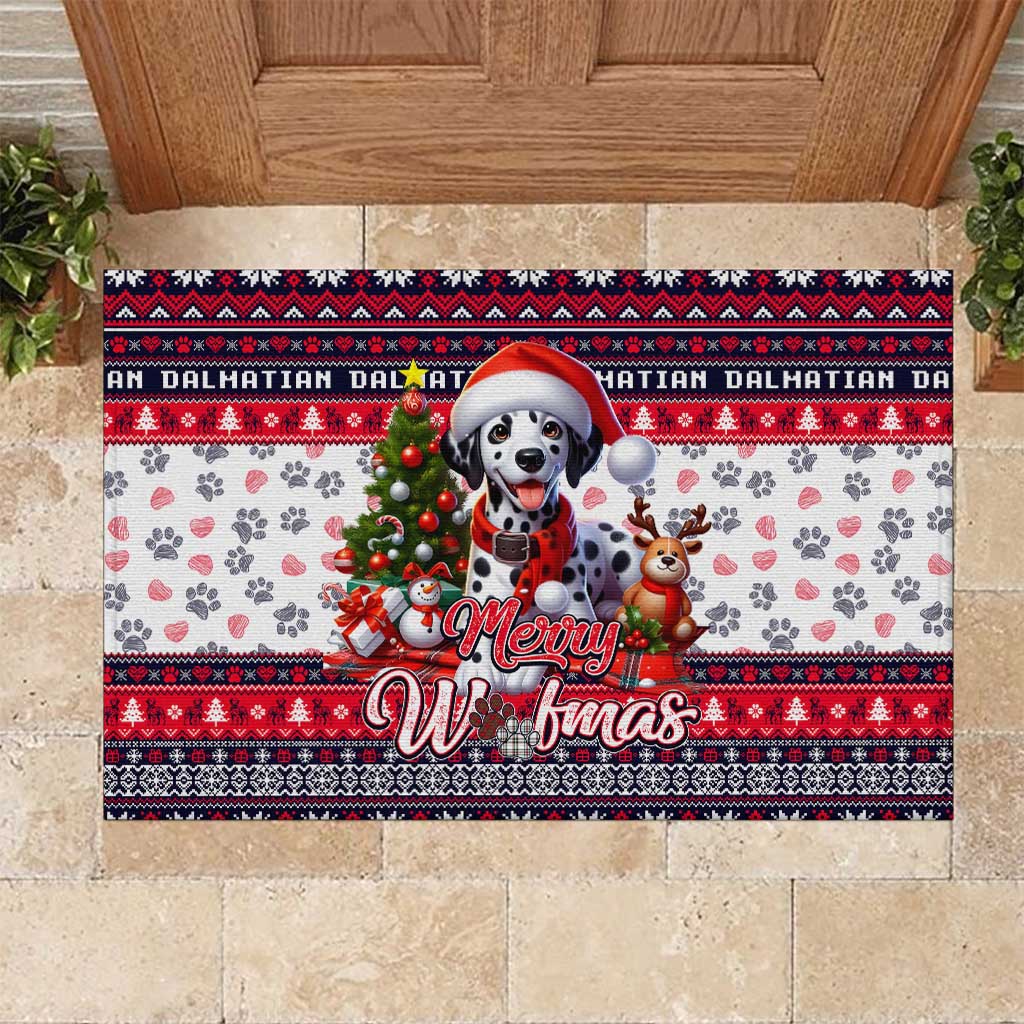 Dalmatian Merry Woofmas Rubber Doormat Christmas Dog Art Style - Wonder Print Shop