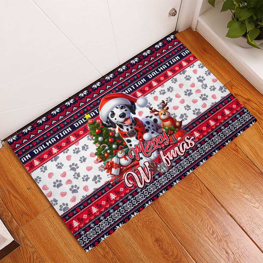 Dalmatian Merry Woofmas Rubber Doormat Christmas Dog Art Style - Wonder Print Shop