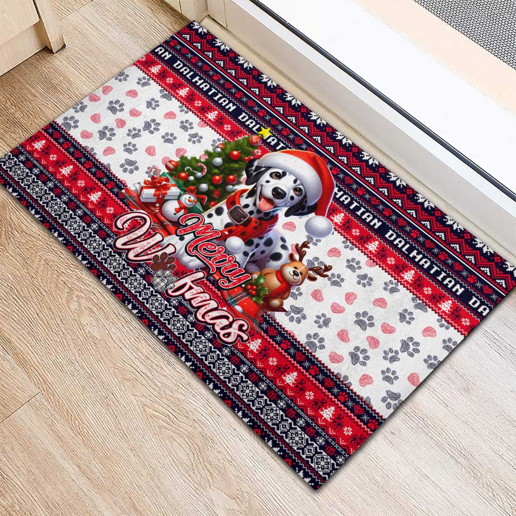 Dalmatian Merry Woofmas Rubber Doormat Christmas Dog Art Style - Wonder Print Shop