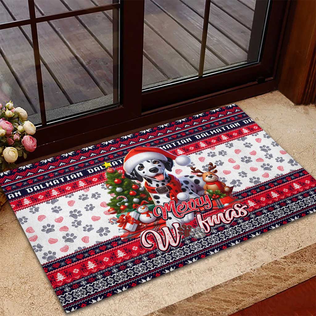 Dalmatian Merry Woofmas Rubber Doormat Christmas Dog Art Style - Wonder Print Shop