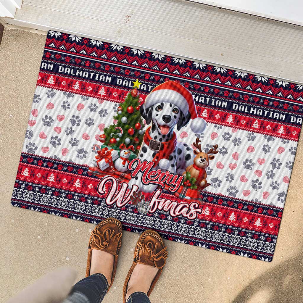 Dalmatian Merry Woofmas Rubber Doormat Christmas Dog Art Style - Wonder Print Shop