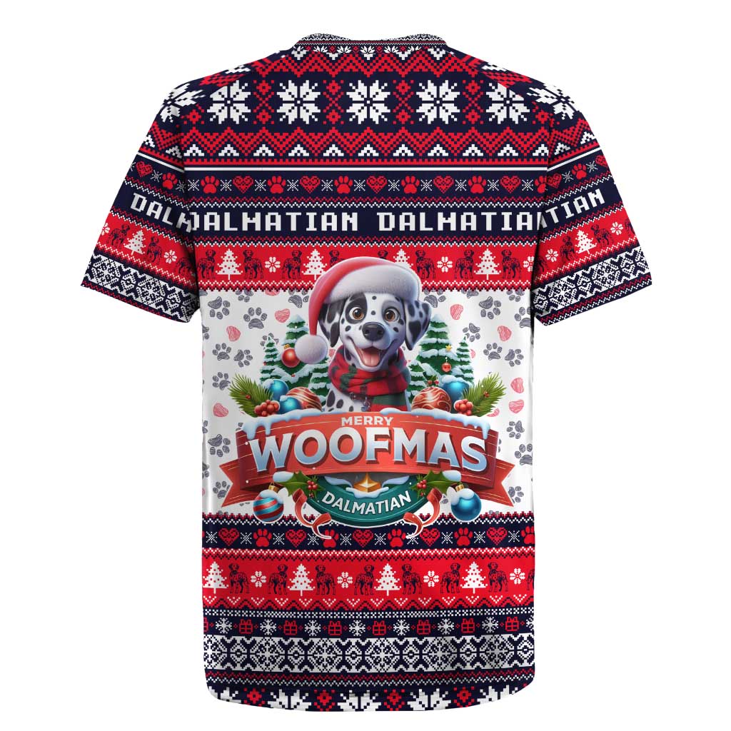 Dalmatian Merry Woofmas Rugby Jersey Christmas Dog Art Style - Wonder Print Shop
