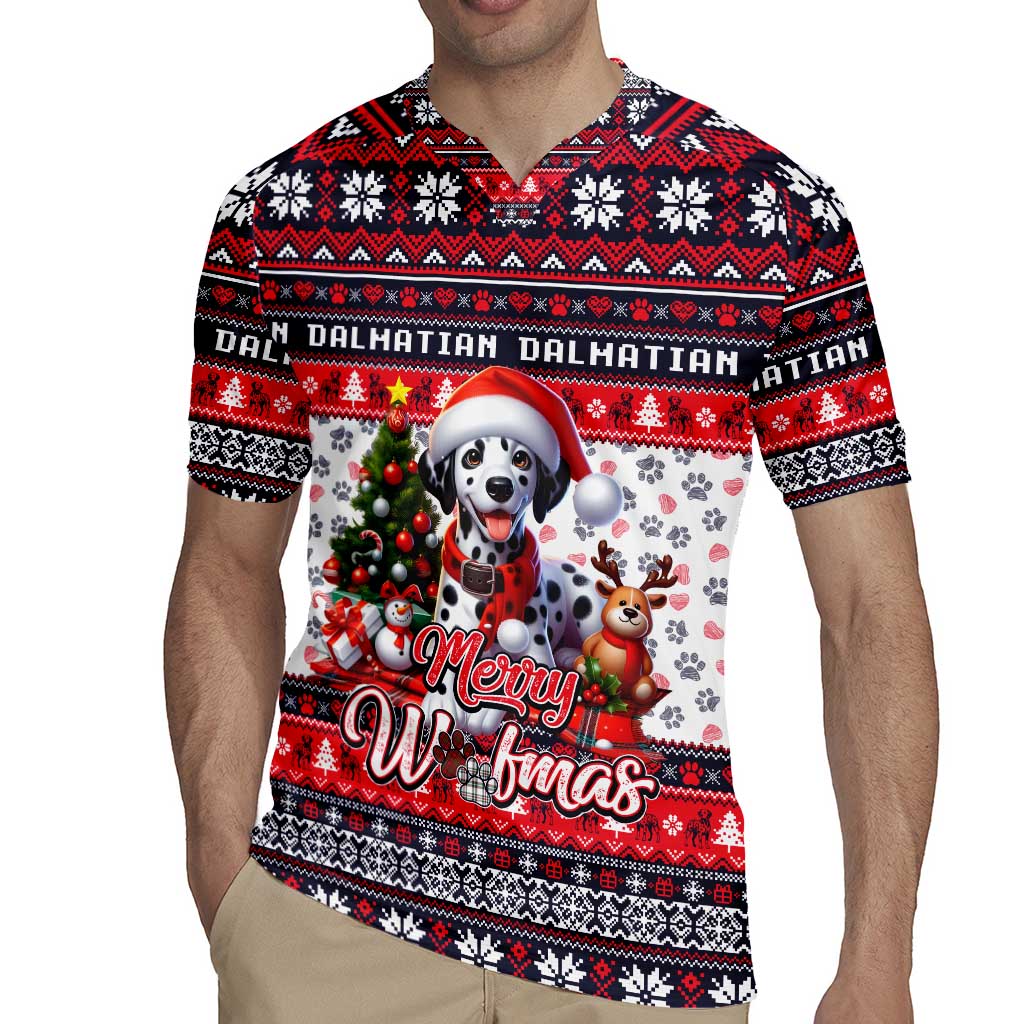 Dalmatian Merry Woofmas Rugby Jersey Christmas Dog Art Style - Wonder Print Shop