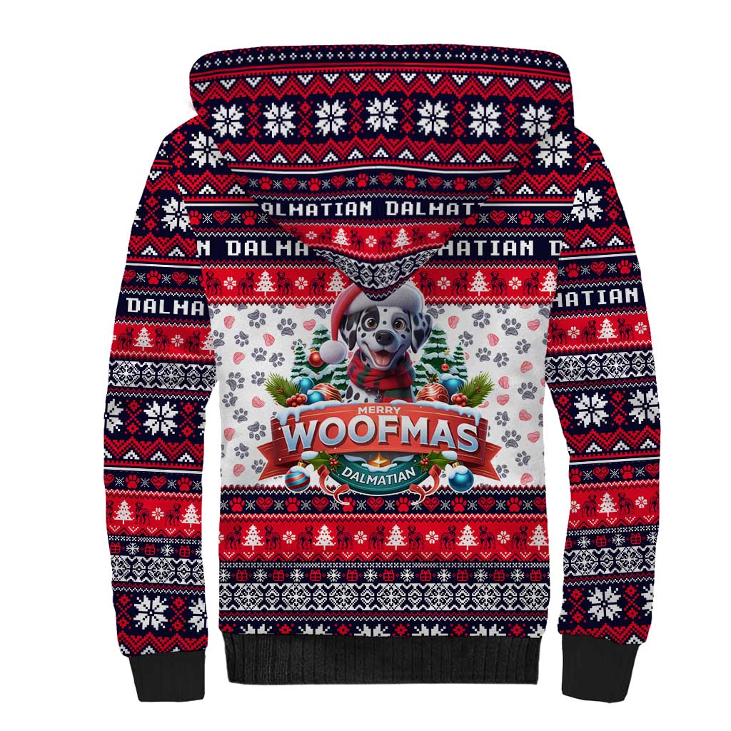 Dalmatian Merry Woofmas Sherpa Hoodie Christmas Dog Art Style - Wonder Print Shop