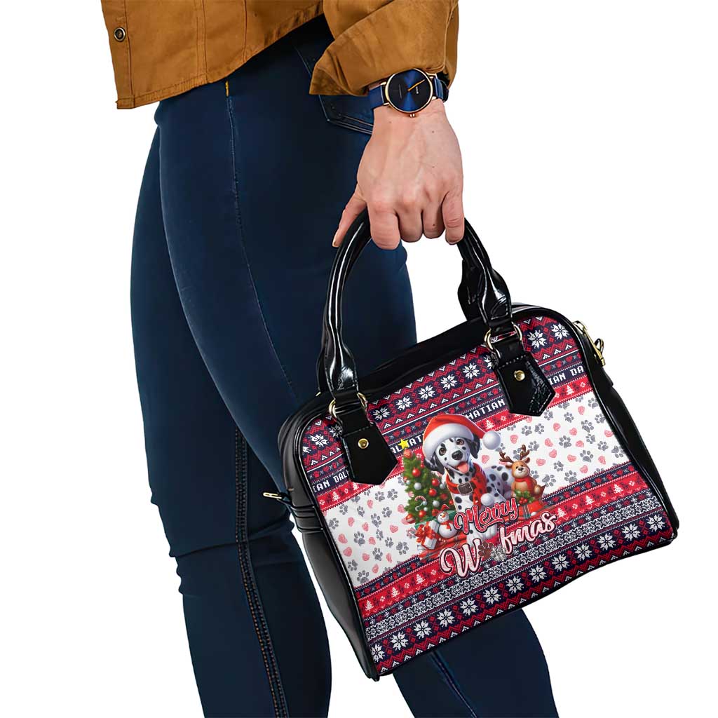 Dalmatian Merry Woofmas Shoulder Handbag Christmas Dog Art Style