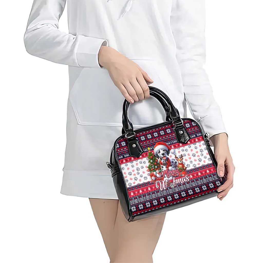 Dalmatian Merry Woofmas Shoulder Handbag Christmas Dog Art Style